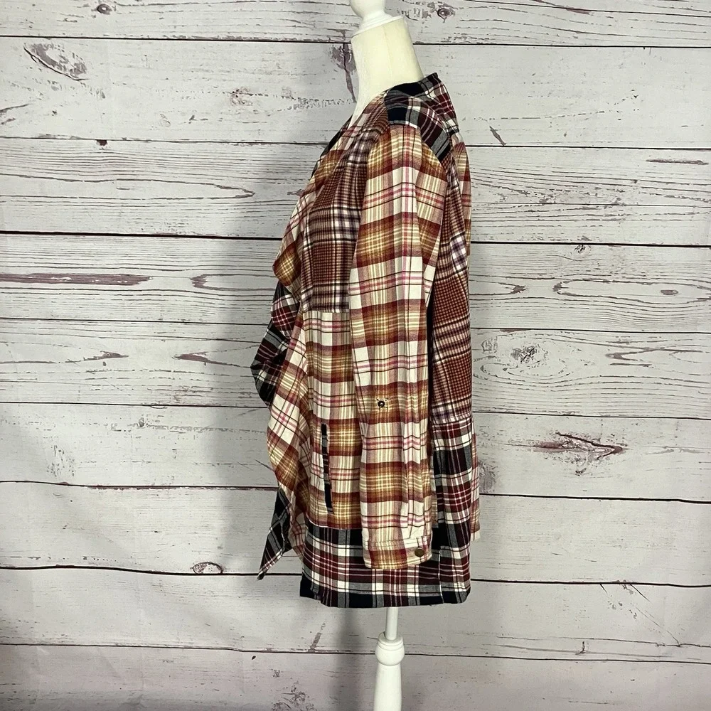 Cato Plaid Patchwork Open Front Cardigan Womens Size XL‎ Draped Fall Boho